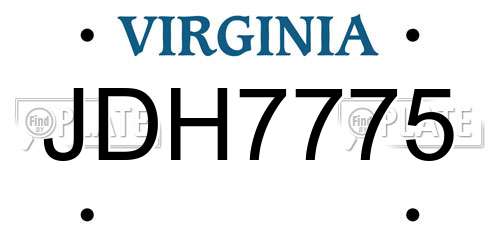 JDH7775 Virginia License Plate