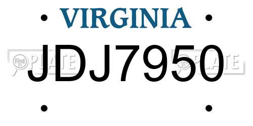 JDJ7950 Virginia License Plate
