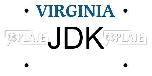 JDK Virginia License Plate