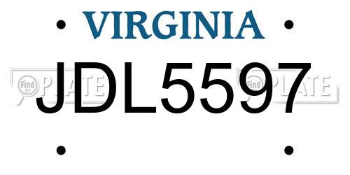 JDL5597 Virginia License Plate