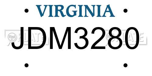 JDM3280 Virginia License Plate