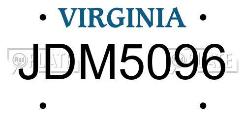 JDM5096 Virginia License Plate