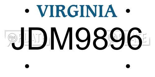 JDM9896 Virginia License Plate