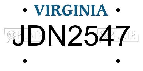 JDN2547 Virginia License Plate