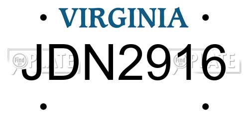 JDN2916 Virginia License Plate
