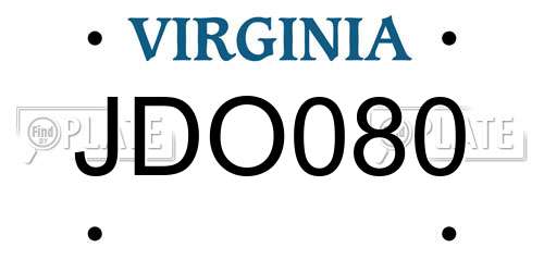 JDO080 Virginia License Plate