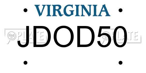 JDOD50 Virginia License Plate