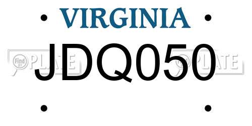 JDQ050 Virginia License Plate
