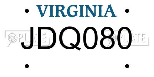 JDQ080 Virginia License Plate