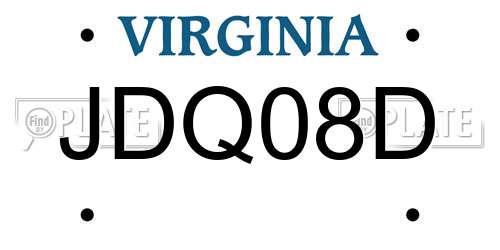 JDQ08D Virginia License Plate