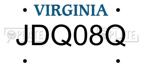 JDQ08Q Virginia License Plate
