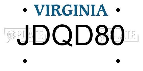 JDQD80 Virginia License Plate