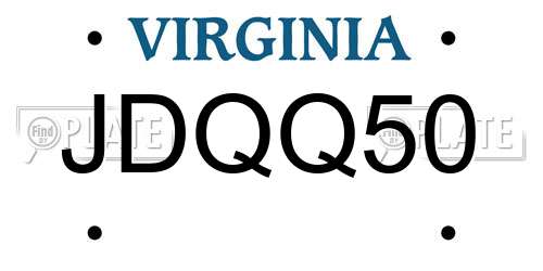 JDQQ50 Virginia License Plate