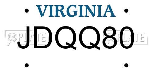 JDQQ80 Virginia License Plate