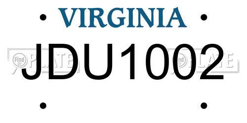 JDU1002 Virginia License Plate