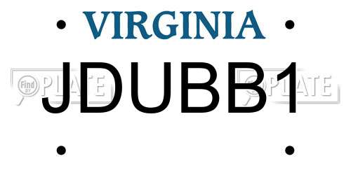 JDUBB1 Virginia License Plate