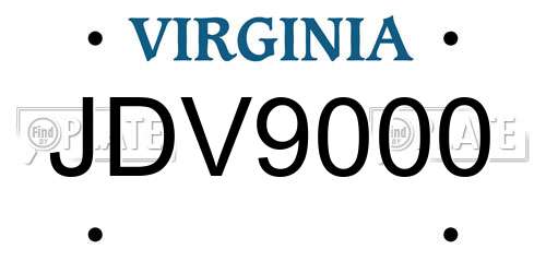 JDV9000 Virginia License Plate