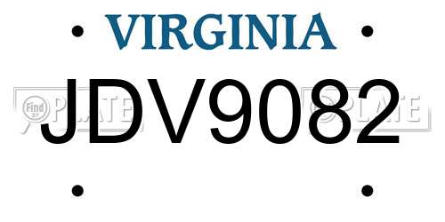 JDV9082 Virginia License Plate