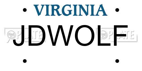 JDWOLF Virginia License Plate