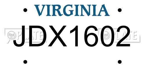 JDX1602 Virginia License Plate