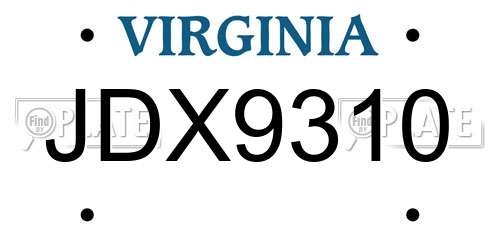 JDX9310 Virginia License Plate