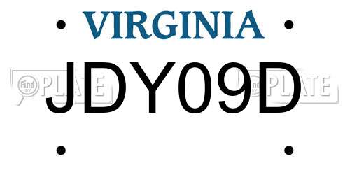 JDY09D Virginia License Plate