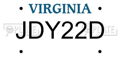 JDY22D Virginia License Plate