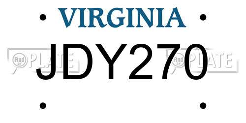 JDY270 Virginia License Plate