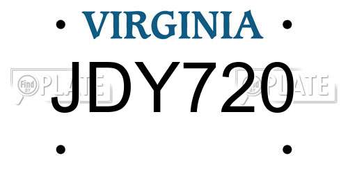 JDY720 Virginia License Plate