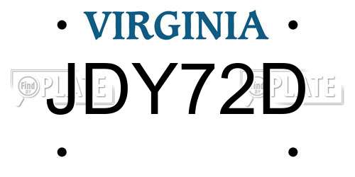 JDY72D Virginia License Plate