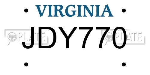 JDY770 Virginia License Plate