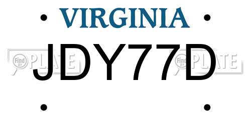 JDY77D Virginia License Plate