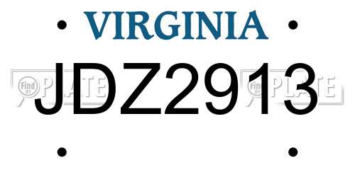 JDZ2913 Virginia License Plate