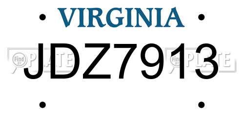 JDZ7913 Virginia License Plate