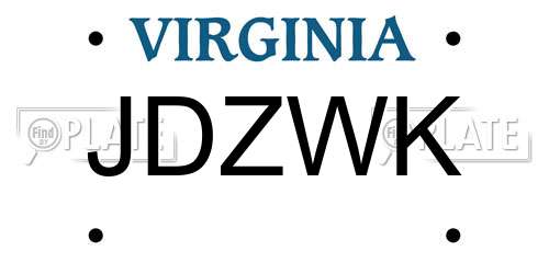 JDZWK Virginia License Plate