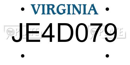 JE4D079 Virginia License Plate