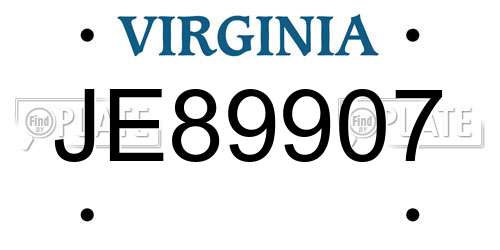 JE89907 Virginia License Plate