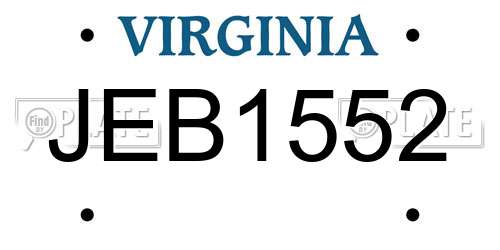 JEB1552 Virginia License Plate
