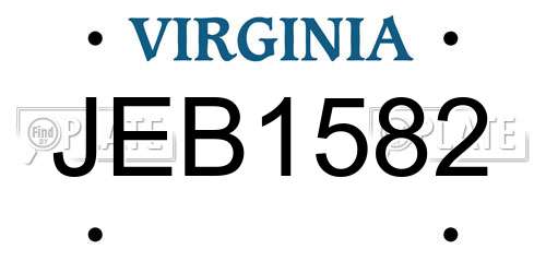 JEB1582 Virginia License Plate