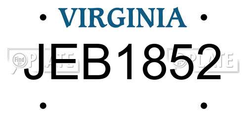 JEB1852 Virginia License Plate