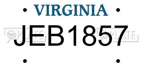 JEB1857 Virginia License Plate