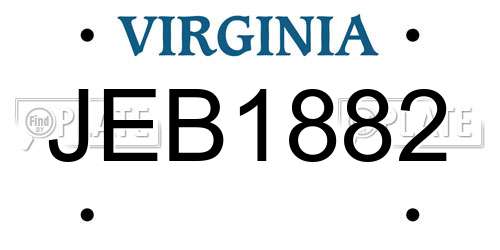 JEB1882 Virginia License Plate