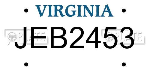 JEB2453 Virginia License Plate