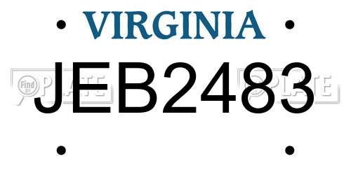 JEB2483 Virginia License Plate