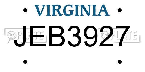 JEB3927 Virginia License Plate