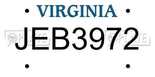 JEB3972 Virginia License Plate