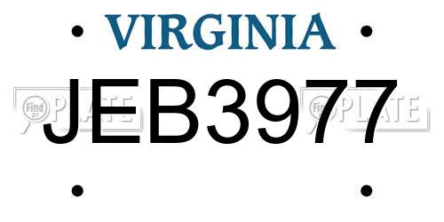 JEB3977 Virginia License Plate