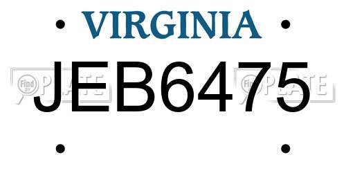 JEB6475 Virginia License Plate