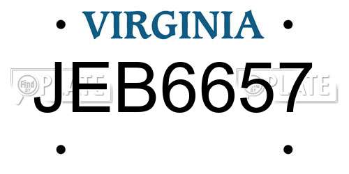 JEB6657 Virginia License Plate