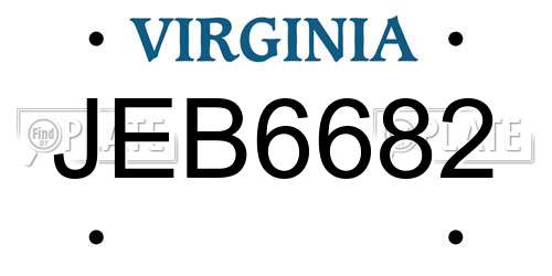 JEB6682 Virginia License Plate